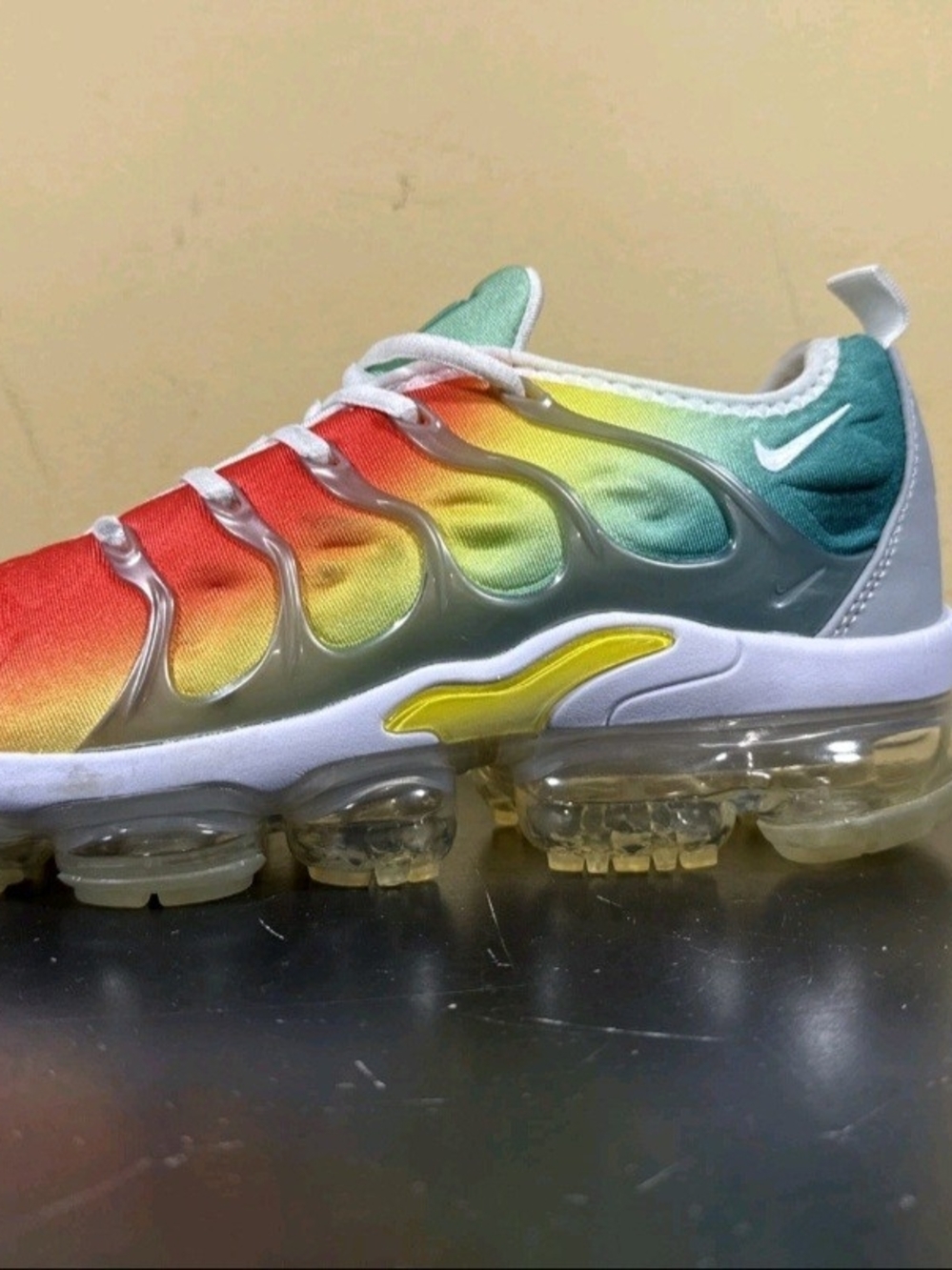 Nike Air VaporMax Gradient Rainbow Athletic Shoe - Red/Yellow/Teal